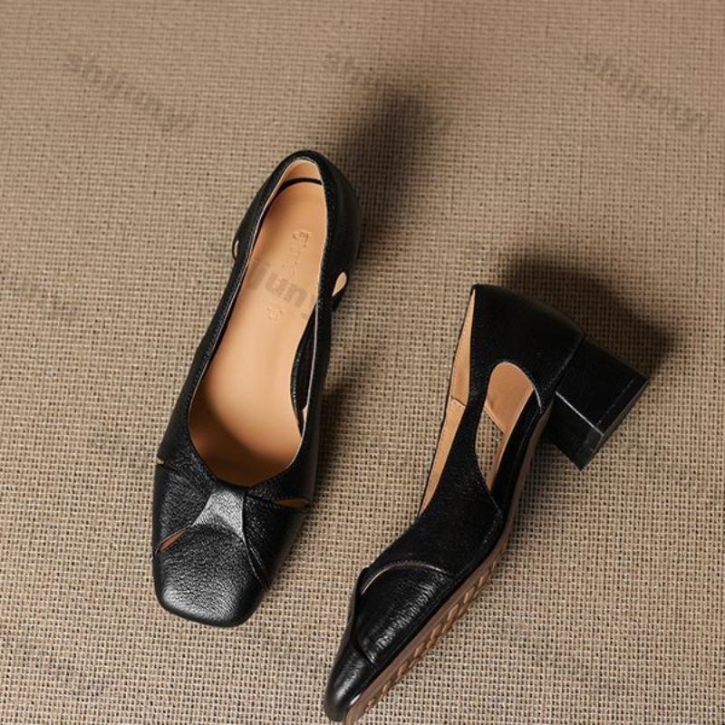 Elegant Medium Heel Women's Shoes Summer New Breathable Hollow Comfortable Sandals Fashion Luxury Outdoor Party Chunky Pumps