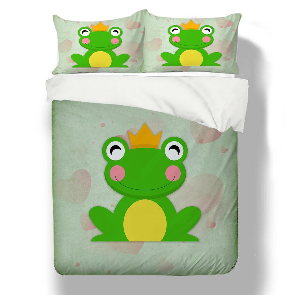 Home Textiles Luxury Bed Cover Suit with Pillowcase 3D The Frog Prince Printed Queen King Size Quilt Cover Set Bedroom Decoration
