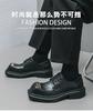 Spring platform business big head leather shoes men's foreign trade fashion lace-up men's shoes heightening black square head leather shoes men's