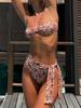 High Waist Bikini Sexy Bandeau Women Swimsuits 2025 New Bikini Set Female Swimwear Shiny Swimming Suit Beachwear Bathing Suit