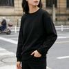 Europe and the United States new autumn and winter crew neck sweater women's top long sleeve white solid color loose girls spring and autumn models 