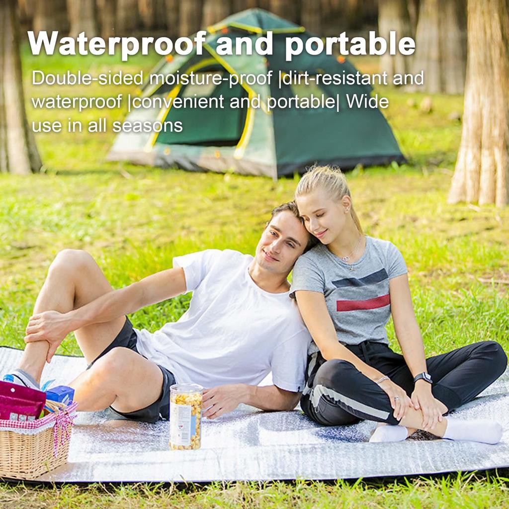 Camping Mat Foam Foil Blanket Aluminum Insulation Mat Sleeping Pad Thermal Outdoor Tent Footprint for Beach Garden Park