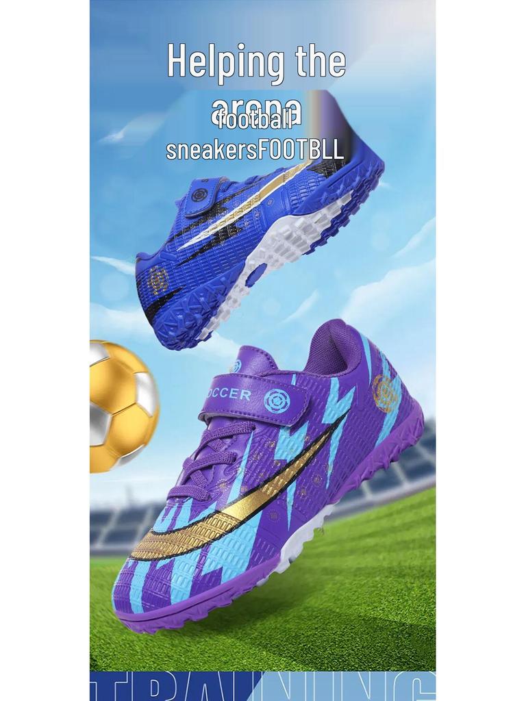 Velcro Lace-Free Soccer Shoes for Kids: Boys & Girls Training TF Studs