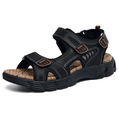 Sandales d'été en cuir pour hommes, chaussures de plage, de plein air, de randonnée, légères, en caoutchouc souple, antidérapantes et résistantes à l'usure