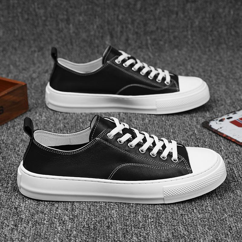 Fashion Luxury Brand Men Casual Leather Flat Designer Shoes Fashion Outdoor Antiskid Walking Sneakers Classic Genuine Leather Board Shoe