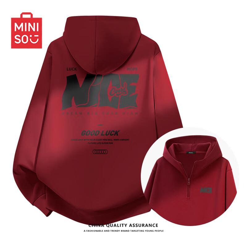MINISO Men's Premium Heavyweight Half-Zip Hooded Sweatshirt