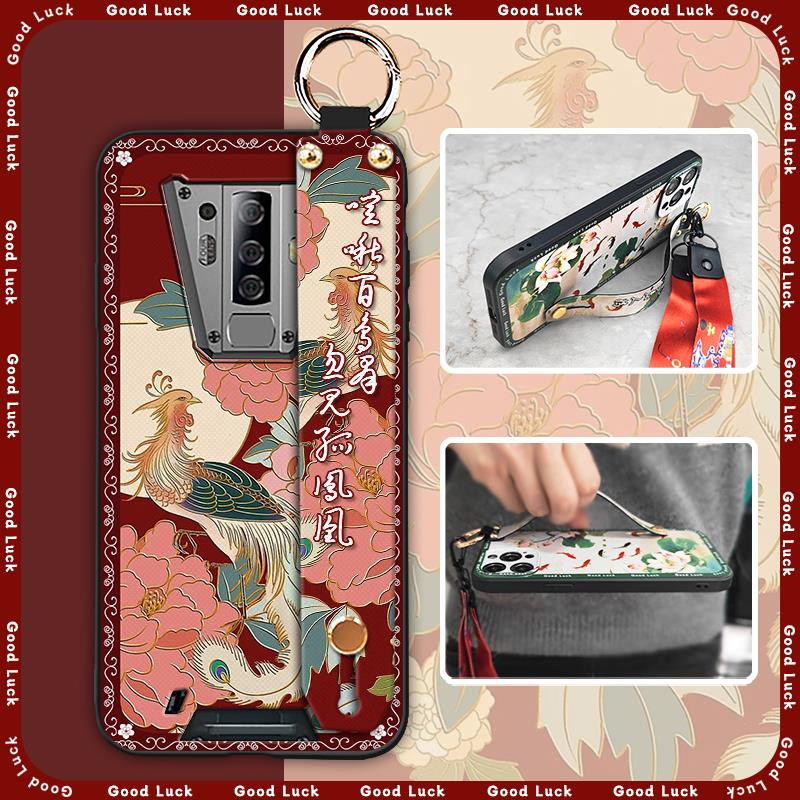 Phone Holder Anti-dust Phone Case For Blackview BV6900 Kickstand Ring Lanyard Durable Dirt-resistant Wristband Soft Case