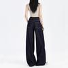 Women's High Waist Wide Leg Jeans Loose Fit Straight Leg Dark Blue Denim Pants Spring American Casual Pocket Floor Length Trousers