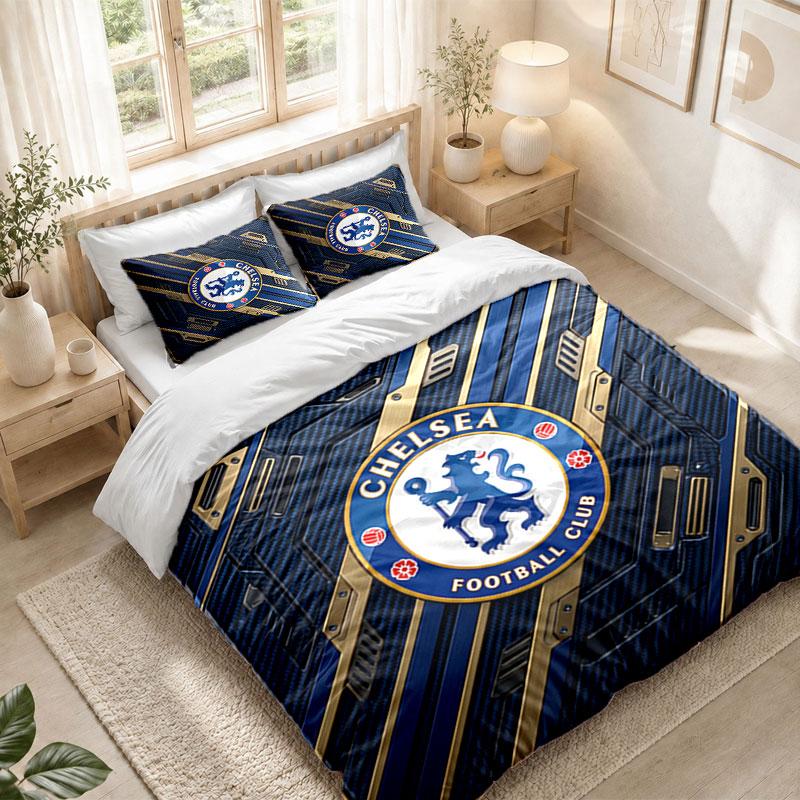 Bedding Set 1 Duvet Cover 2 Pillowcases Chelsea FC Print Bedroom Home Decoration