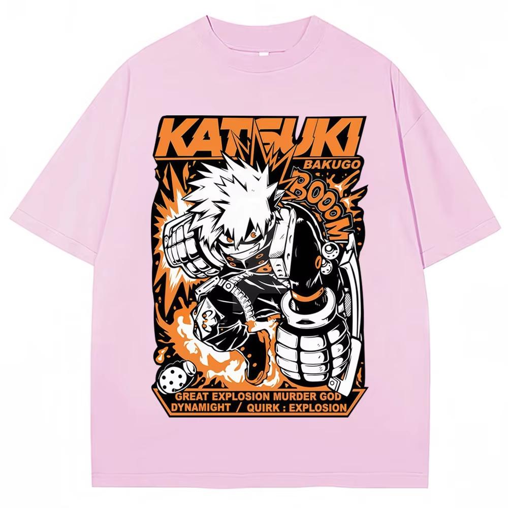 Anime My Hero Academia Bakugo Katsuki Print TShirts Vintage Harajuku Fashion Unisex Women Tshirts pure Cotton Casual T Shirt