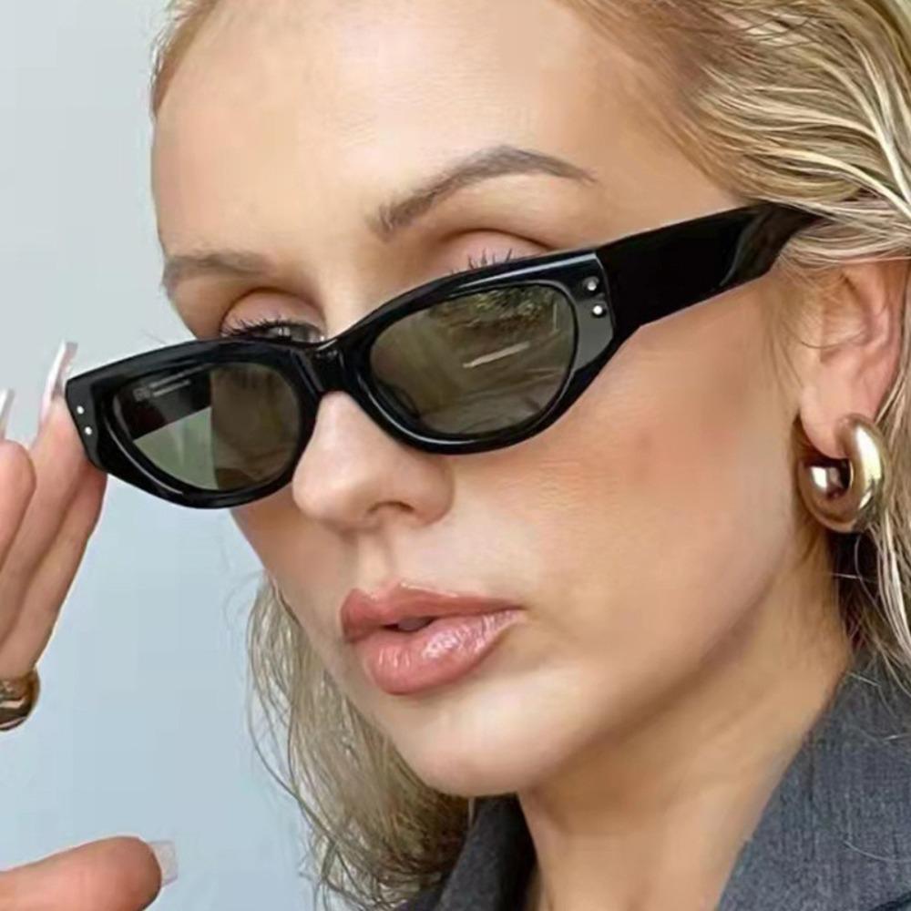 UV400 Cat Eye Sunglasses Rice Nail Outdoor Sport Sunglasses Vintage Rhombus Sunglasses  Streetwear
