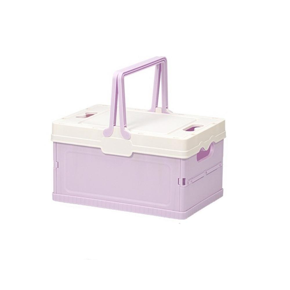 Stackable Folding Storage Box Space Saving Camping Storage Basket Fruit Picnic Basket  Desktop фиолетовый