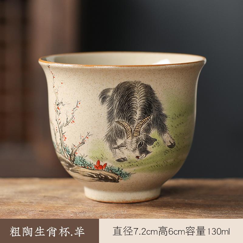 Taza Portátil de Porcelana Jade Grasa de Oveja Zodíaco Chino Porcelana Blanca Té Cerámica Hecha a Mano Taza Individual Tazas de Té Maestras