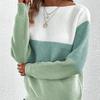Women's Contrast Color Long Sleeve Round Neck Sweaters Female Stitching 2024 Fall Jumpers Lady Casual Warm Comfortable Pullover