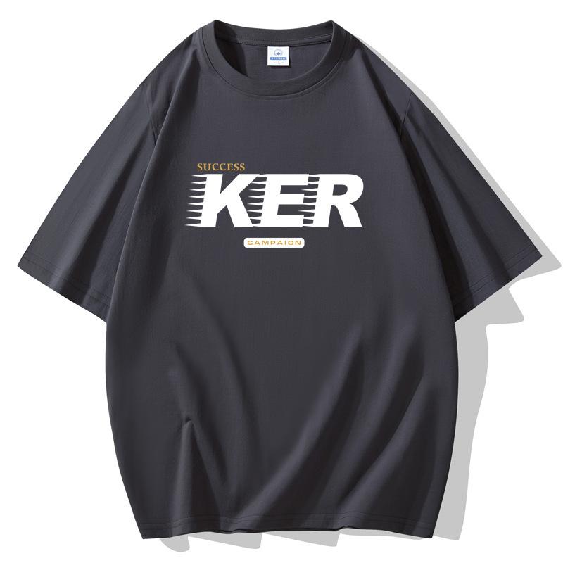 S-5XL KER Men's Loose Short Sleeves T-Shirt 100% Cotton
