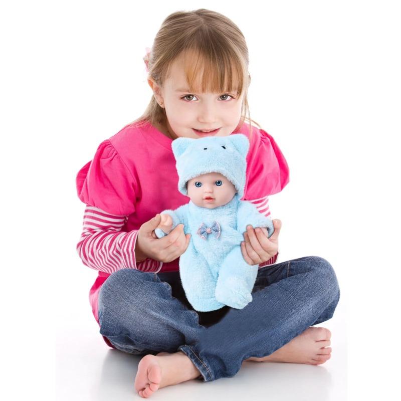 Lifelike Reborn Baby Dolls Realistic Cute Smile Newborn Baby Doll Toy with Plush Cloth Bear Hats for Kid Boys Girls Pink & Blue