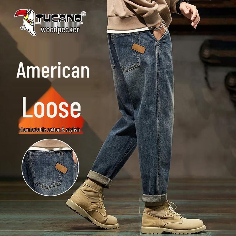 TUCANO Men s Classic Retro Washed Straight Fit Jeans 34