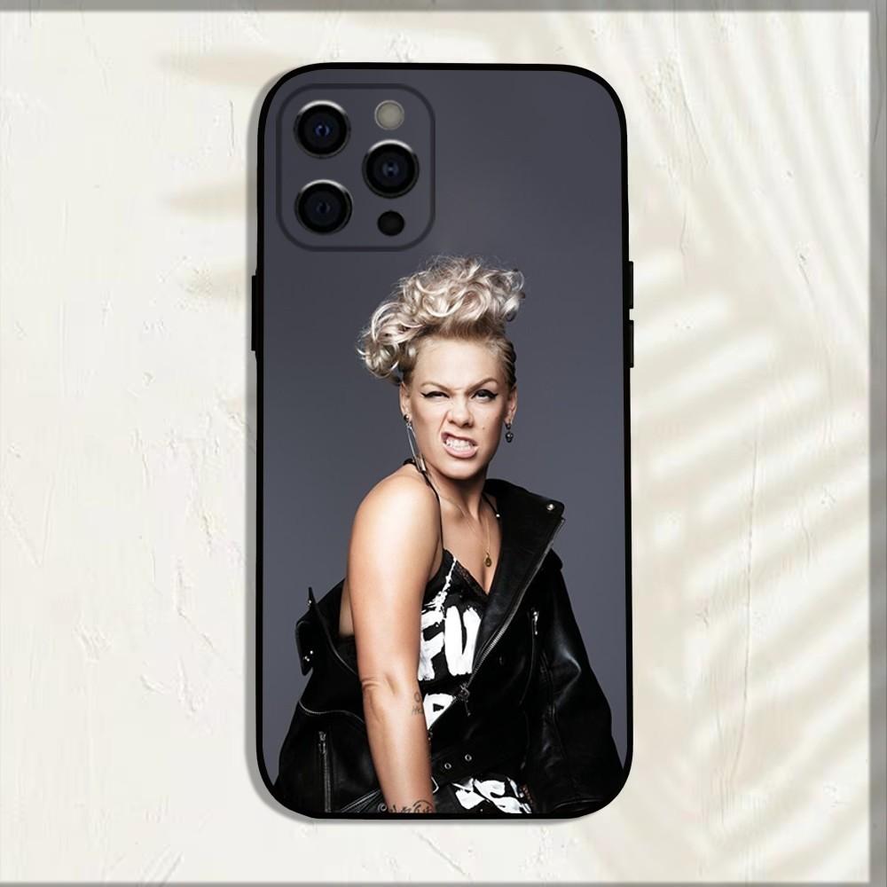 

Singer P-P!NK Phone Case For iPhone 16,15,14,13,12,11,Pro,X,XS,Max,XR,Plus,Mini Soft Black Cover iPhone15