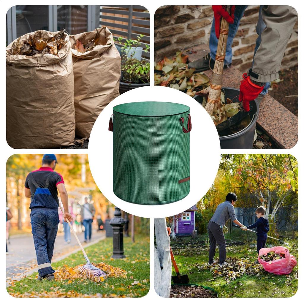 Garden Leaf Bag Garden Waste Bag With Lid Large Capacity Plant Clippings Pouch With Handle Trash Waste Leaf Collector Bag
