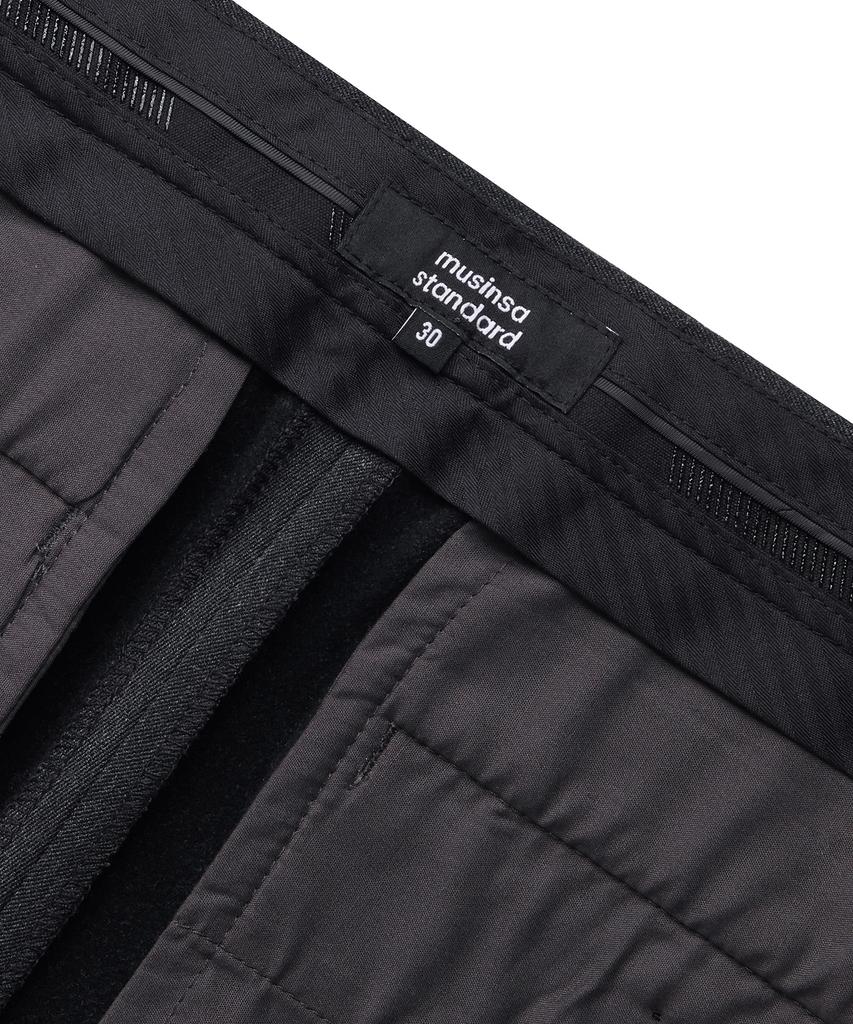 Musinsa Standard Heavyweight Fleece-Lined Real Wide Hidden Elastic Waist Slacks [Charcoal Gray]