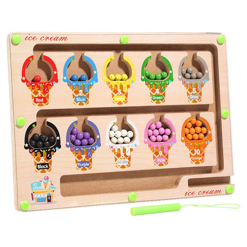 Wooden Magnetic Number Maze Puzzle For Toddlers Early Education And Logic Development