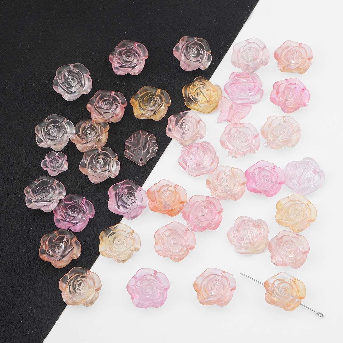 

30 г/пакет красочные акриловые бусины-разделители прозрачный градиентный кулон розы цветы бабочки бусины для изготовления ювелирных изделий DIY аксессуары для ожерелья 12-41mm 25-50pcs оранжевый/розовый