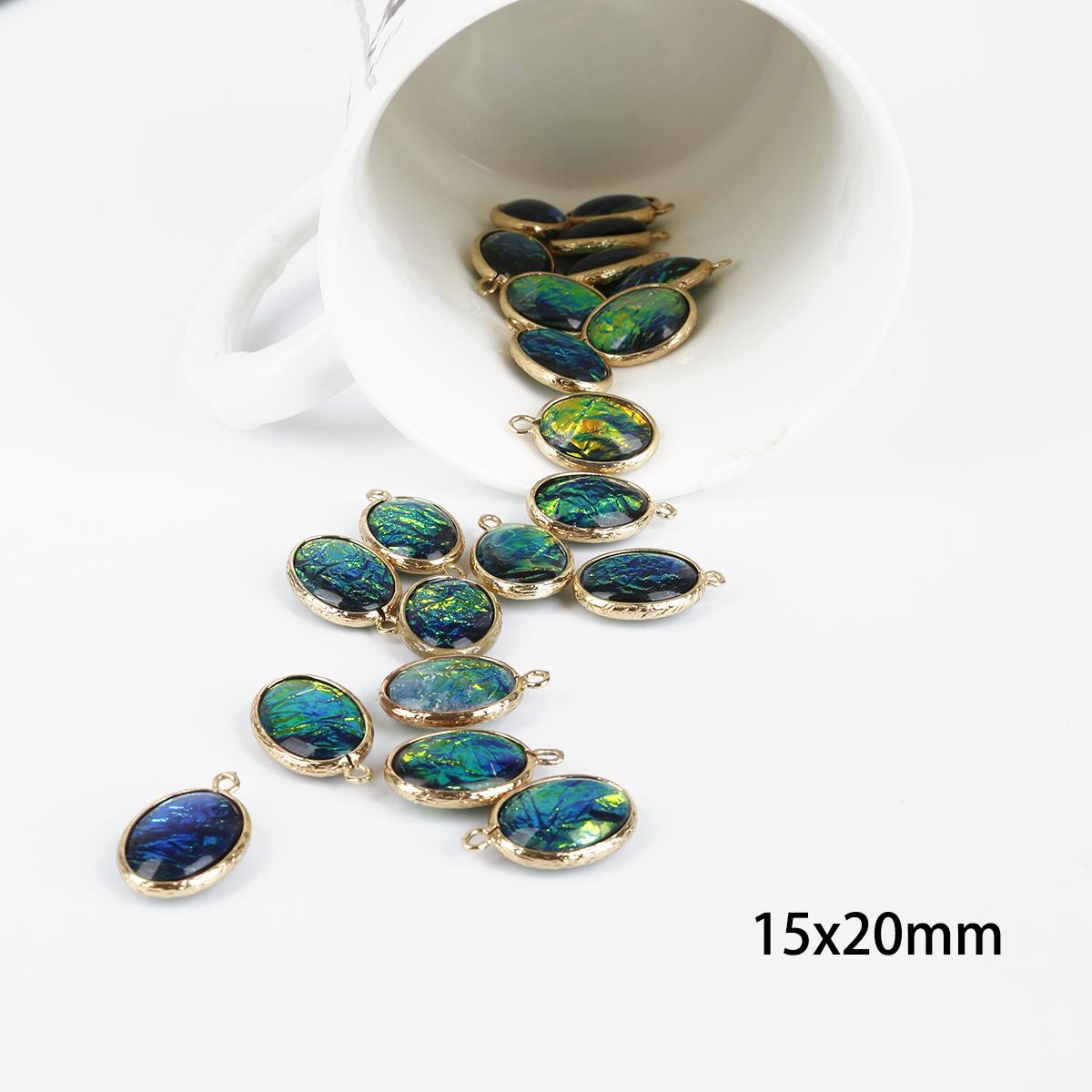 

2 шт./лот 15x20 мм из цинкового сплава овальные двухсторонние подвески-подвески для DIY ювелирных аксессуаров темно-зеленого