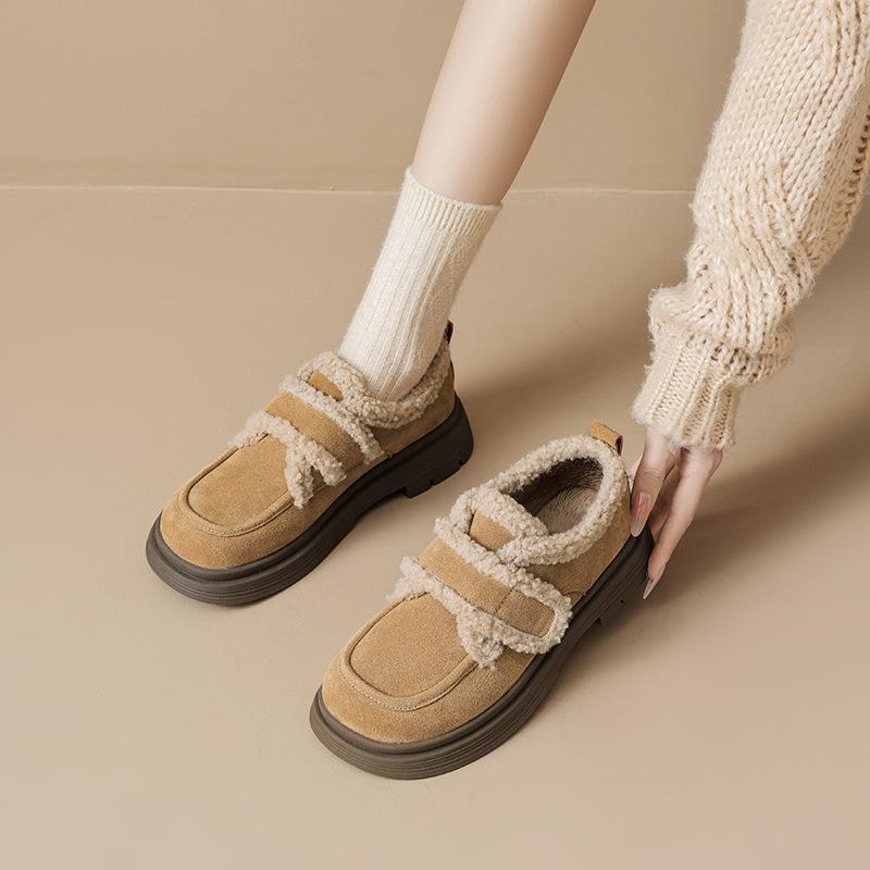 Augustine velvet Birkenstocks women's winter 2025 new platform all-inclusive cotton shoes casual one-pedal fluffy shoes