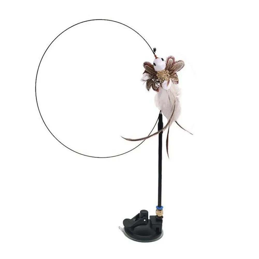 Removable Mini Free Hands With Bell Sucker Feather Bird Simulation Bird Cat Toy Cat Stick Toy Wand Toy Cat Supplies