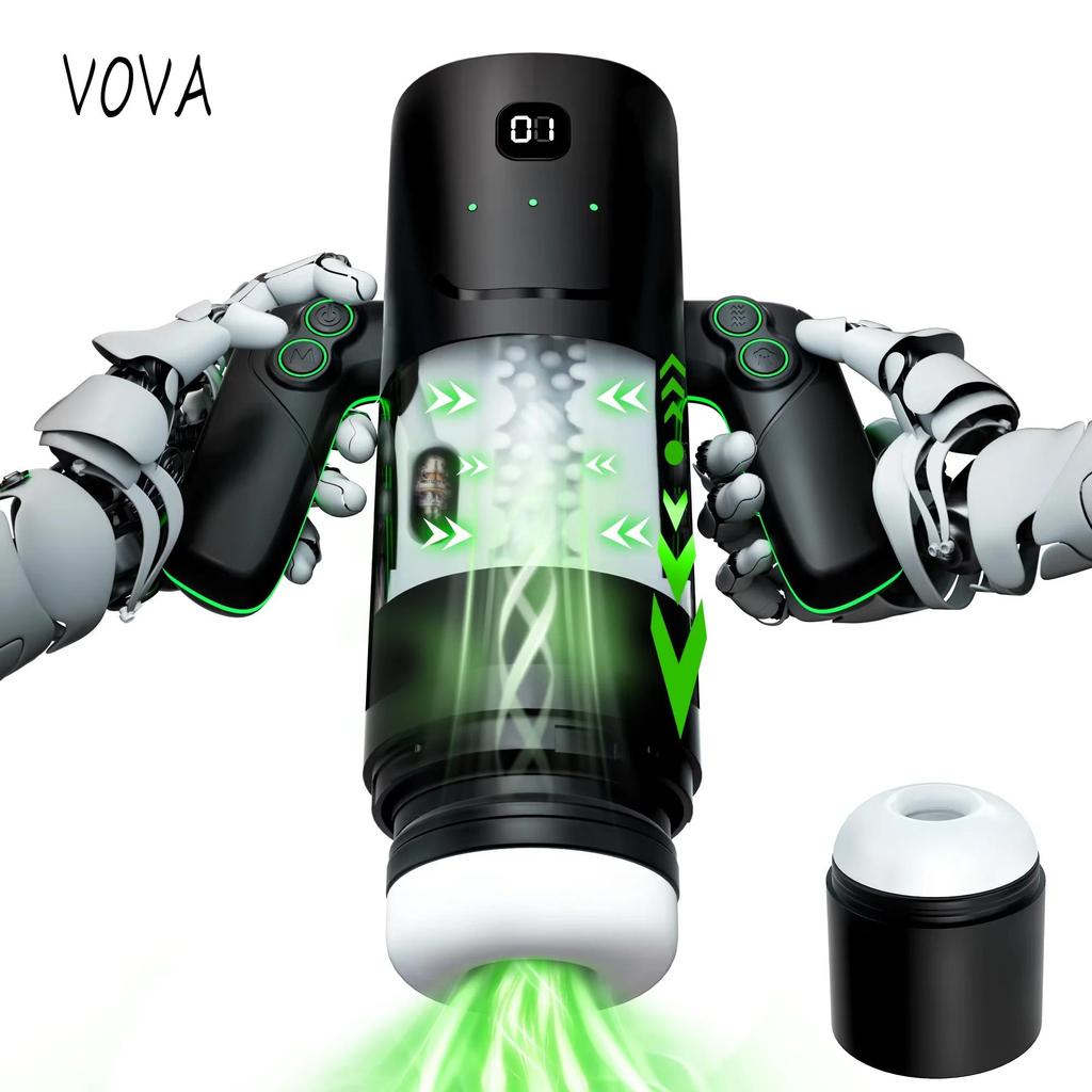 Masturbator Masculin Automat cu Aspirație și Mișcare de Duș, cu Mâner, Cupă de Masturbare cu Strat Dublu, Pizdă de Buzunar, Jucărie Adultă pentru Bărbați