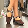 Large size French retro flat shoes  new temperament Mary Jane retro versatile one-word shoes