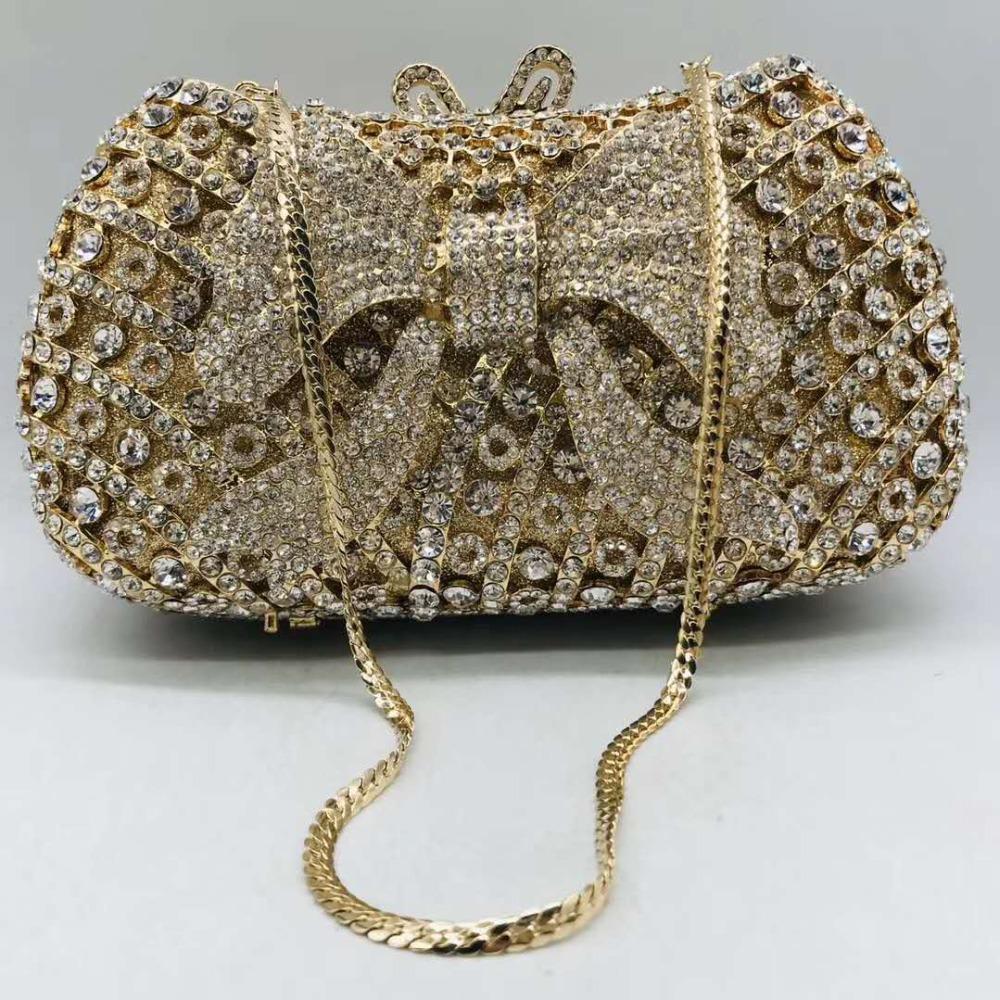 Große Strass-Abendtasche mit Schleife Clutches Kristalltaschen Silber/Grün Damen Hochzeits-Dinner-Handtaschen Diamant Damen Party Abschlussball-Clutch