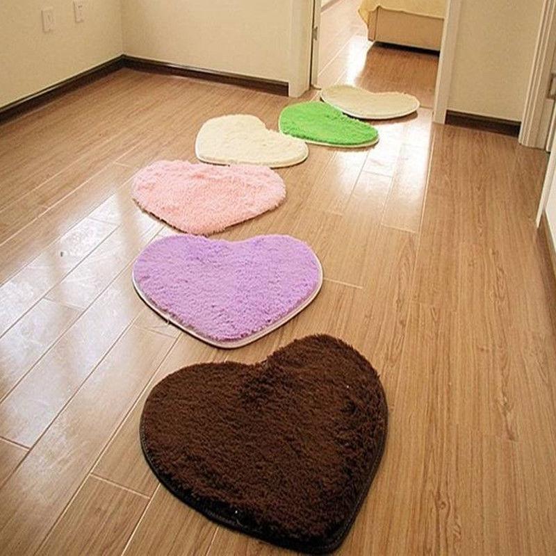 Buy 30x40cm Fluffy Rugs AntiSkid Heart Shaped Shaggy Area Rug Dining
