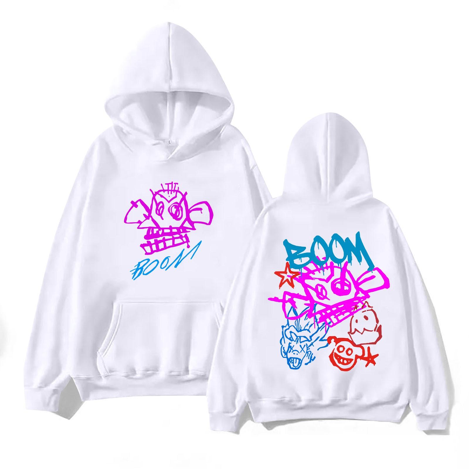 

Женская мода O-образный вырез с длинным рукавом и принтом, толстовка с капюшоном S белый