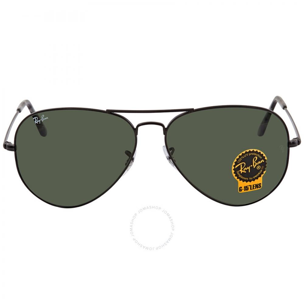 

Ray Ban Aviator Metal II Black Aviator Unisex Sunglasses RB3689 914831 62