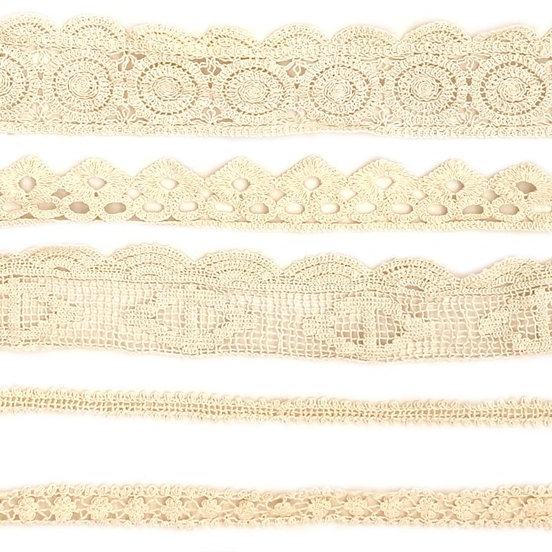 Coarse Cotton Thread Embroidery Hollow Lace Lace Apricot Embroidery Clothing Skirt Accessories Cotton Edge Diy Accessories