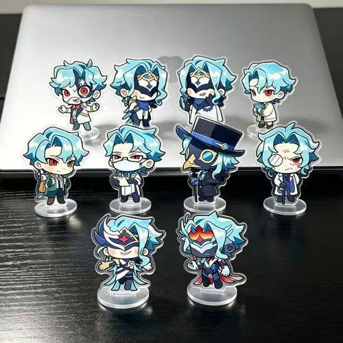 10Pcs/set Game Fatui Il Dottore Zandik The Doctor Cosplay Standing Plate Acrylic Figure Stand Desktop Decoration Ornament Prop