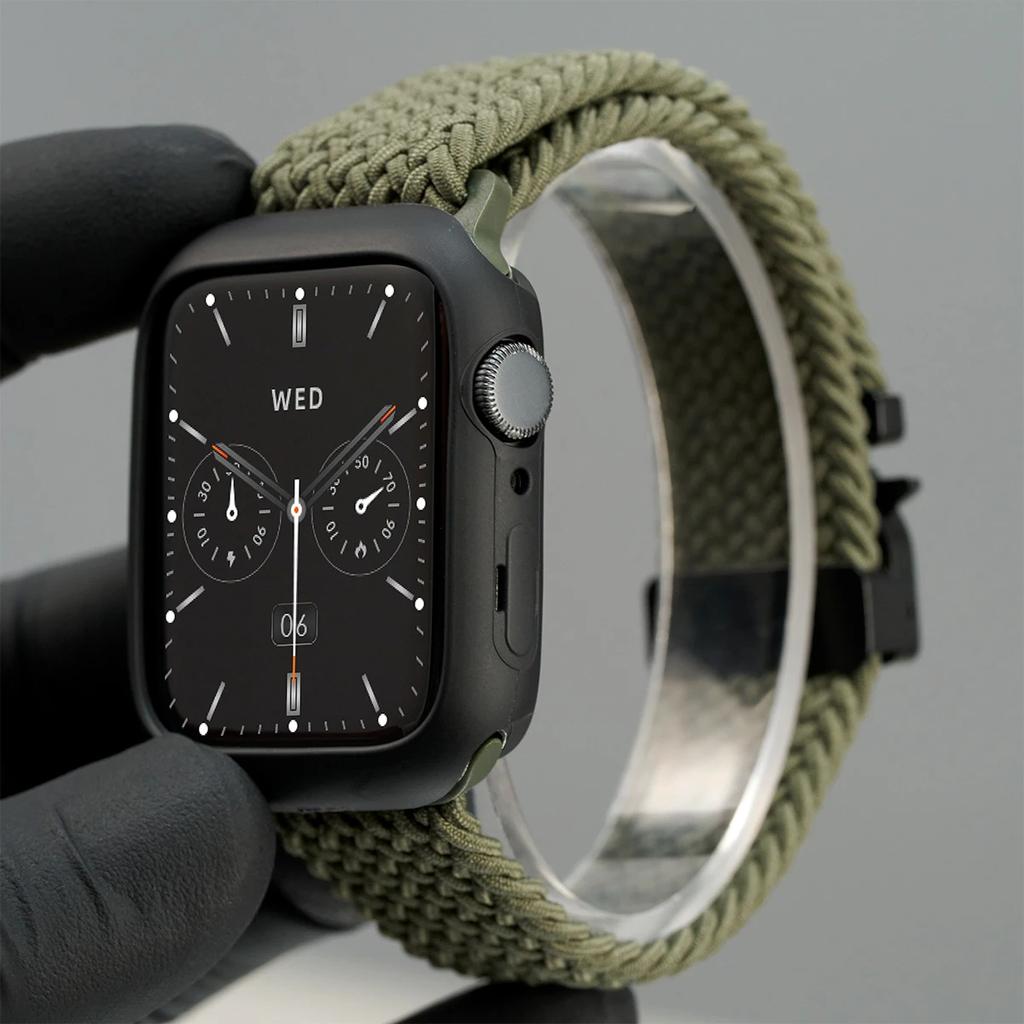 Silicone Case+Braided Strap For Apple Watch Bands 46mm 49mm 44mm 42mm 41mm 40mm 38mm SE 10 9 6 5 Ultra 2 Nylon Correa Strap