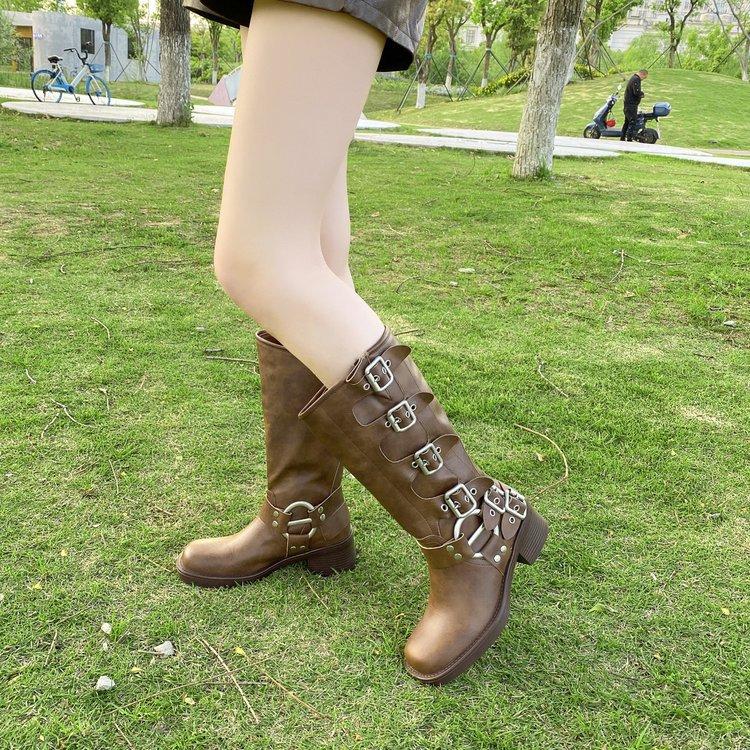 

Xinjiang travel retro western cowboy boots women s 2025 new summer thin models are thin and versatile, but knee boots single boots 43 коричневый