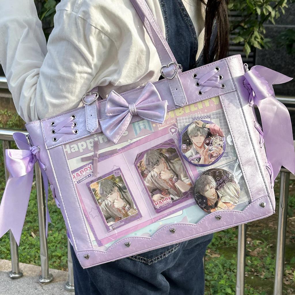 New Lolita Women Ulzzang Ita Bags Fashion Designer PU Subculture Harajuku DIY Anime Badge Tote Bag Female Y2K Shoulder Bag
