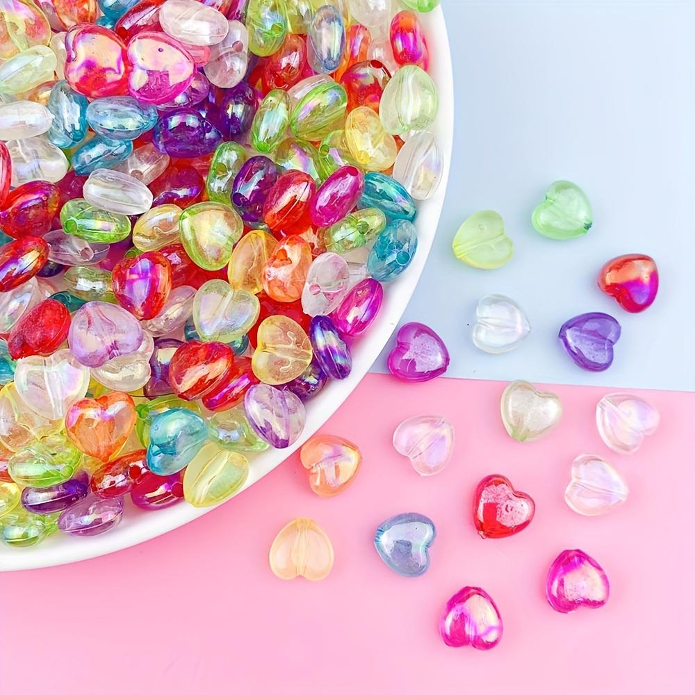 100/300/500pcs Colorful Mixed Color Acrylic Heart Shaped Sweet and Lively Bracelet Necklace Earrings DIY Beads Summer