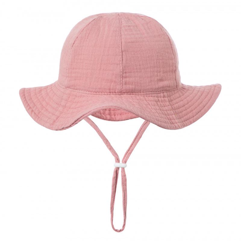 Cute Baby Cotton Bucket Hat - Printed Solid Color Sun Hat for 3-12M