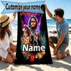 Custom Name Personalized horror movie Print Beach Towel, for Trip Camping Beach Party Home Decor, Birthday Gift for Family & Friends