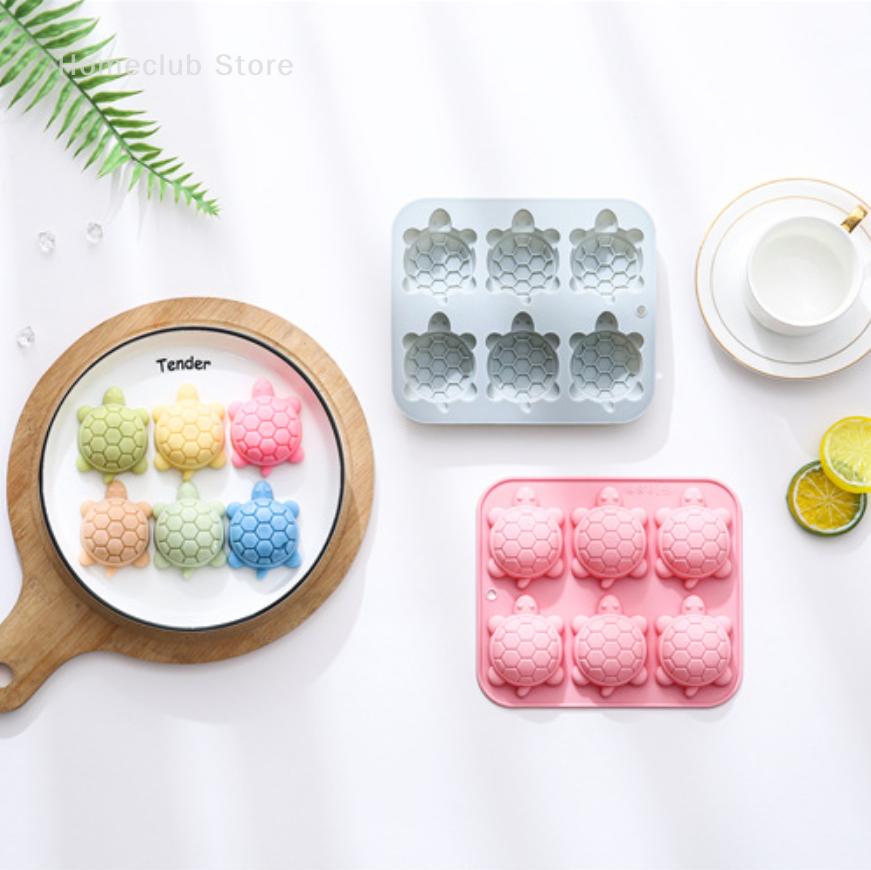 6 Grids Turtle Shaped Silicone Mold Cartoon Tortoise Chocolate Mold Candy Pudding Ice Tray Handmade Soap Cake Mold