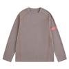 Unisex Oversized Long Sleeve Crewneck Tee With Contrast Stitching Double Stripes Casual Streetwear Top Fall