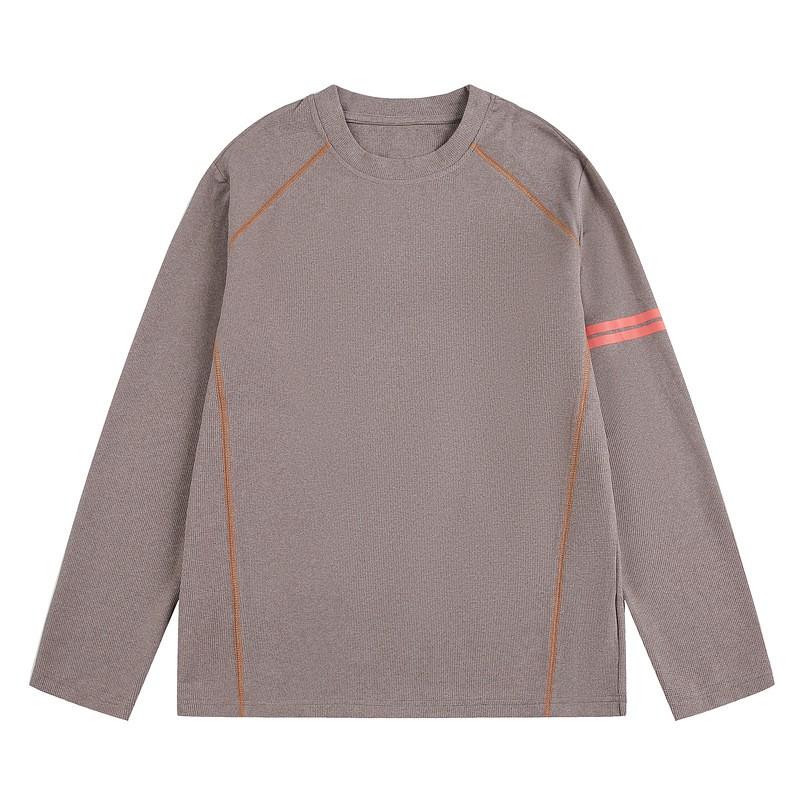 Unisex Oversized Long Sleeve Crewneck Tee With Contrast Stitching Double Stripes Casual Streetwear Top Fall