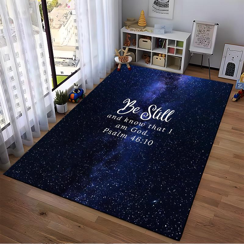 "Galaxy Psalm 46:10 Verse Rug" Non-slip Rug Suitable for Living Room and Bedroom Sofas.