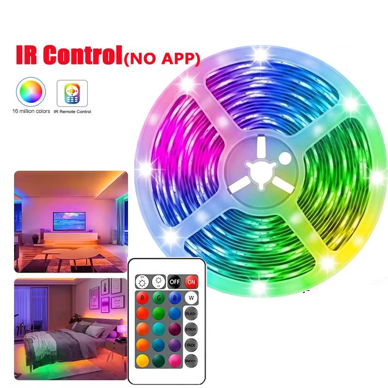1M Led Lights 5050 for Room Music Sync Multicolor RGB 5V Led Strip Lights Flexible Ribbon for Party Bedroom Decor TV Backlights