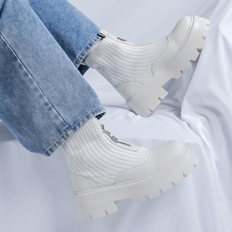 Thick Soled Shoes Men's Street British Style Casual Party Daily Nightclub Black and White Height Increasing Shoes