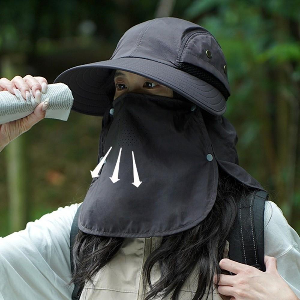 Large Brimmed Sun Hat Full Face Coverage Wide Brim Hat Casual Neck Flap Cap Men Women